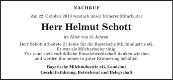 Traueranzeige Helmut Schott