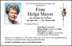 Traueranzeige Mayer Helga
