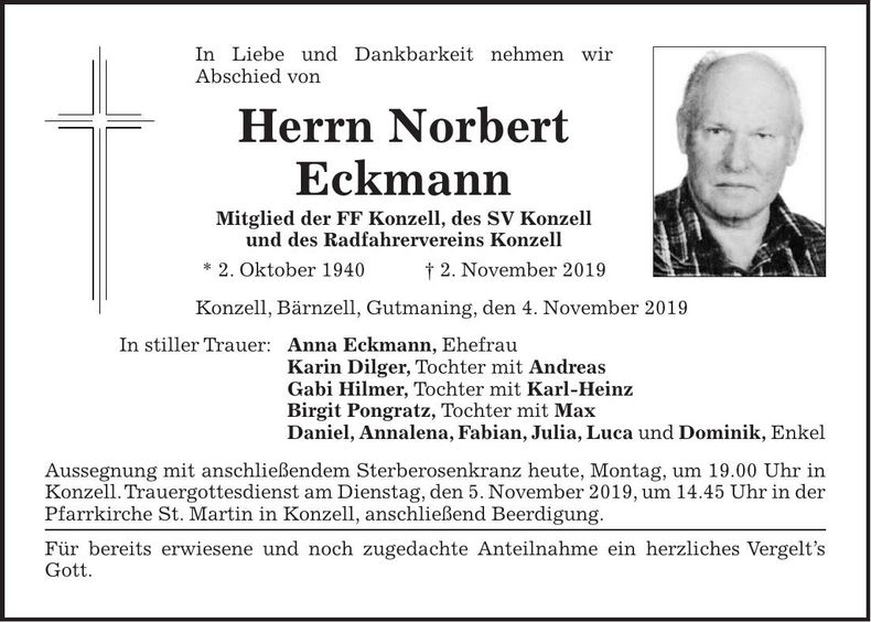 Traueranzeige Norbert Eckmann