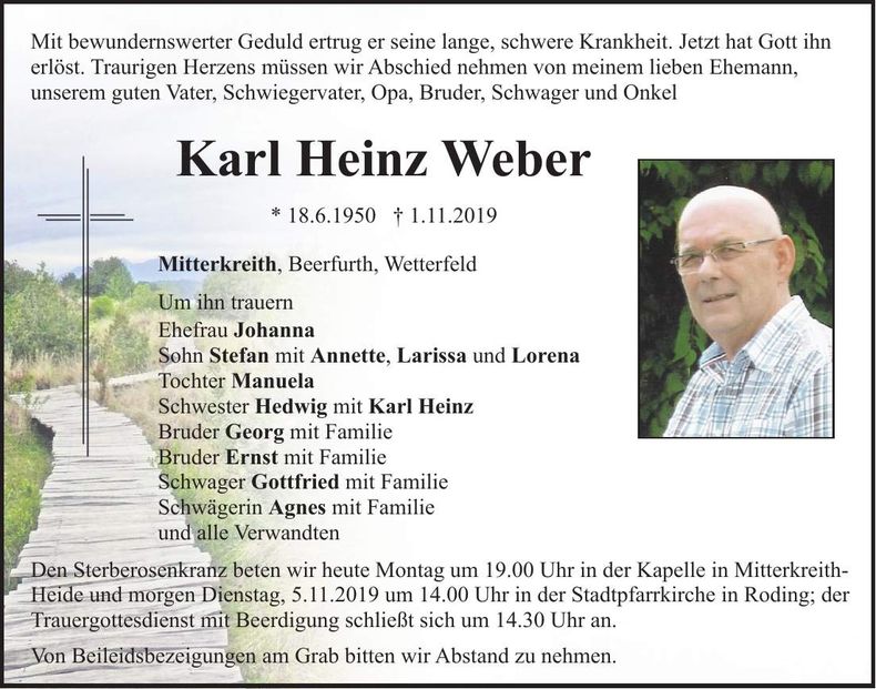 Traueranzeige Karl-Heinz Weber