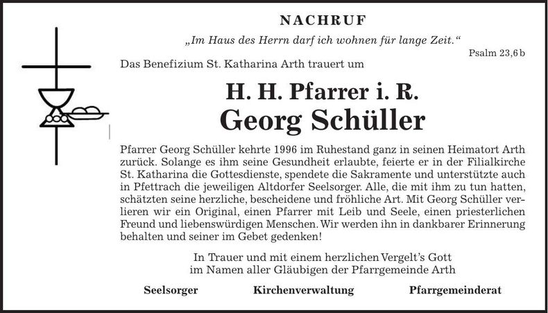 Traueranzeige Georg Schüller