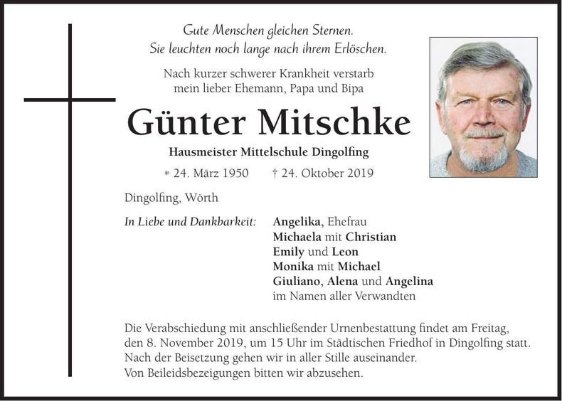 Traueranzeige Günter Mitschke