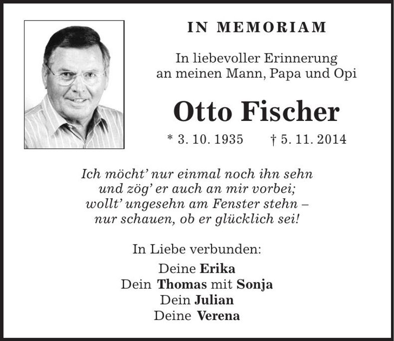 Traueranzeige Otto Fischer