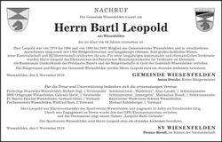 Traueranzeige Bartl Leopold