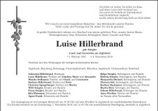 Traueranzeige Luise Hillerbrand