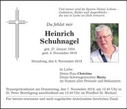 Traueranzeige Heinrich Schuhnagel