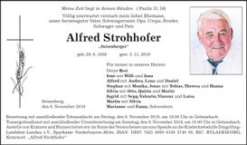 Traueranzeige Alfred Strohhofer