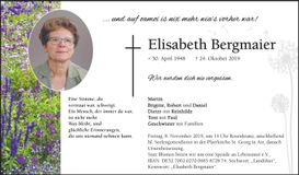 Traueranzeige Elisabeth Bergmaier