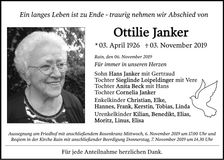 Traueranzeige Ottilie Janker