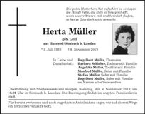 Traueranzeige Herta Müller