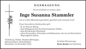 Traueranzeige Inge Susanna Stammler