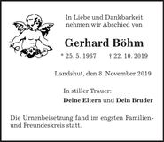 Traueranzeige Gerhard Böhm