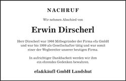 Traueranzeige Erwin Dirscherl