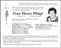 Traueranzeige Theres Pflügl