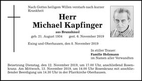 Traueranzeige Michael Kapfinger