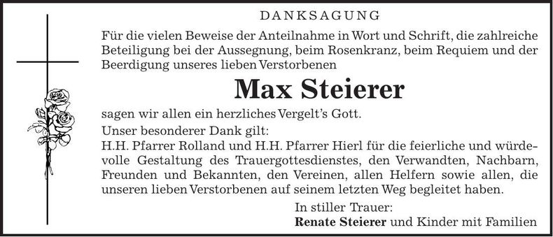 Traueranzeige Max Steierer
