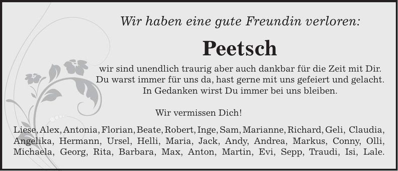 Traueranzeige Petra Attenberger