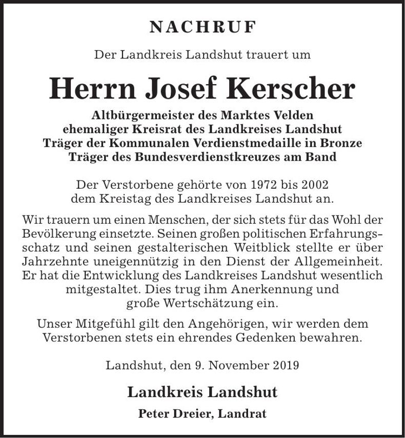 Traueranzeige Josef Kerscher