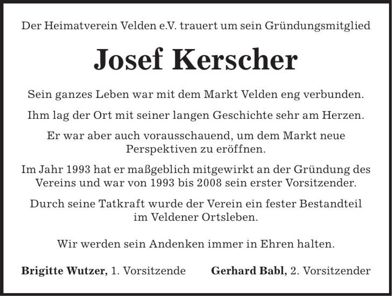 Traueranzeige Josef Kerscher
