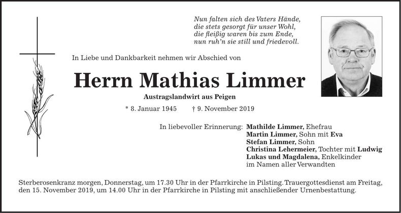 Traueranzeige Mathias Limmer