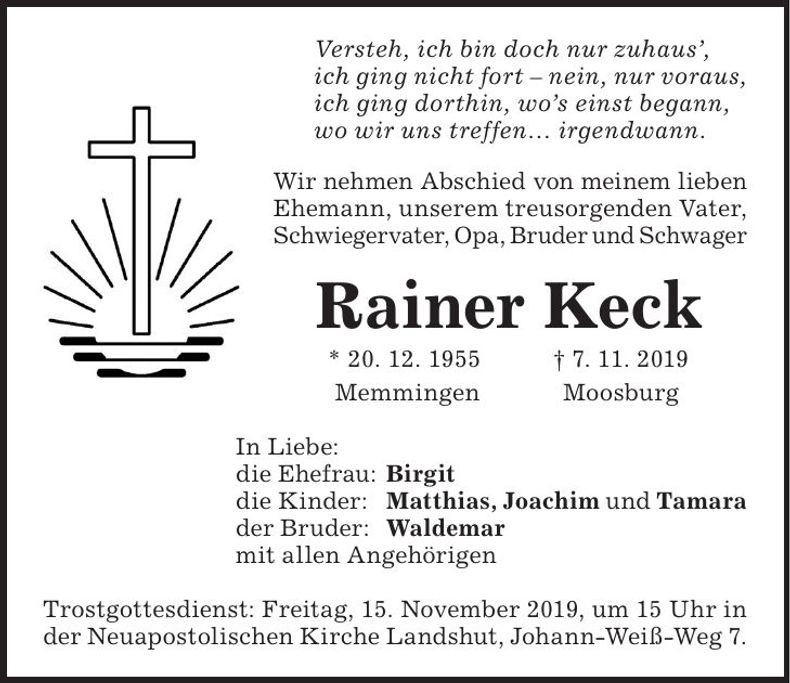 Traueranzeige Rainer Keck