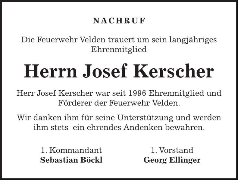 Traueranzeige Josef Kerscher