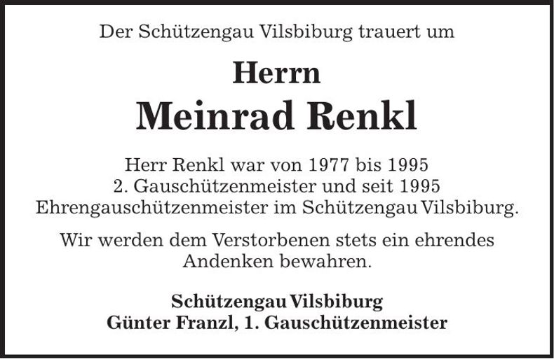 Traueranzeige Meinrad Renkl