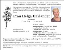 Traueranzeige Helga Harlander