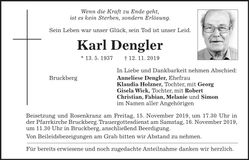 Traueranzeige Karl Dengler