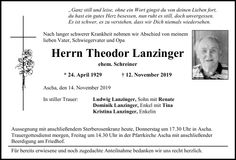 Traueranzeige Theodor Lanzinger