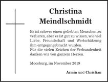 Traueranzeige Christina Meindlschmidt