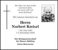 Traueranzeige Norbert Kreisel