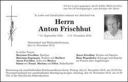 Traueranzeige Anton Frischhut