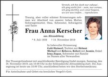Traueranzeige Anna Kerscher