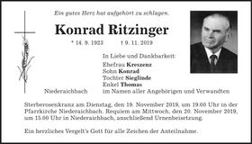 Traueranzeige Konrad Ritzinger