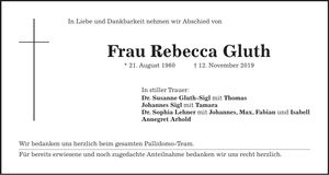 Traueranzeige Dieter Gluth