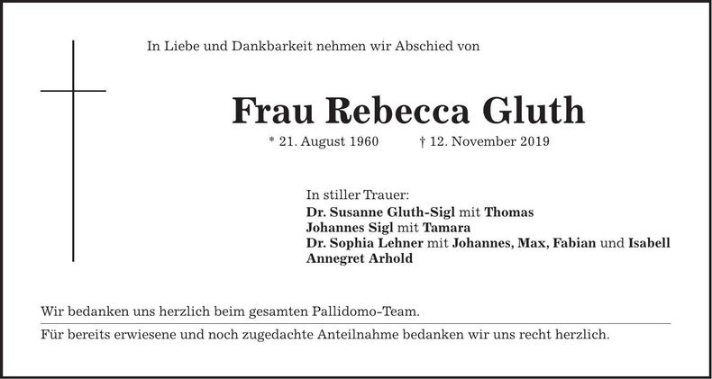 Traueranzeige Dieter Gluth