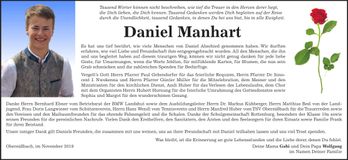 Traueranzeige Daniel Manhart