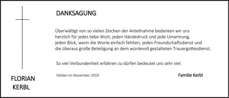 Traueranzeige Florian Kerbl
