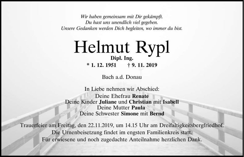 Traueranzeige Helmut Rypl