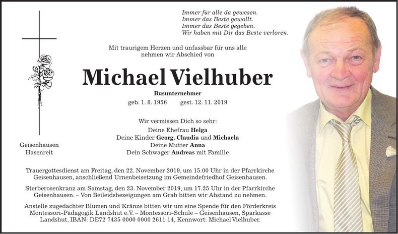 Traueranzeige Michael Vielhuber