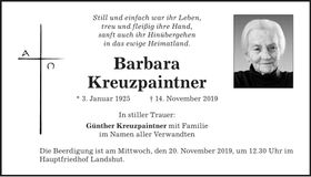 Traueranzeige Barbara Kreuzpaintner