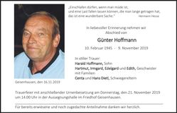 Traueranzeige Günter Hoffmann