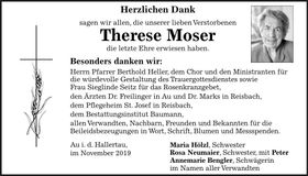 Traueranzeige Therese Moser