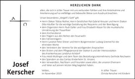 Traueranzeige Josef Kerscher