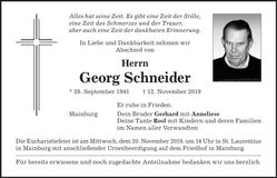 Traueranzeige Georg Schneider