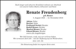 Traueranzeige Renate Freudenberg