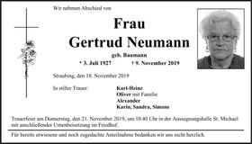 Traueranzeige Gertrud Neumann