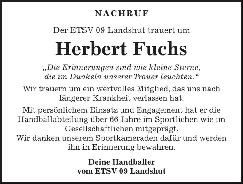 Traueranzeige Herbert Fuchs