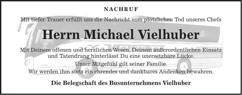 Traueranzeige Michael Vielhuber